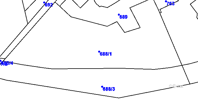 Parcela st. 688/1 v KÚ Loučky u Zátoru, Katastrální mapa
