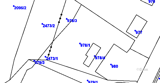 Parcela st. 978/1 v KÚ Loučky u Zátoru, Katastrální mapa