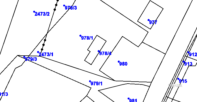 Parcela st. 978/4 v KÚ Loučky u Zátoru, Katastrální mapa