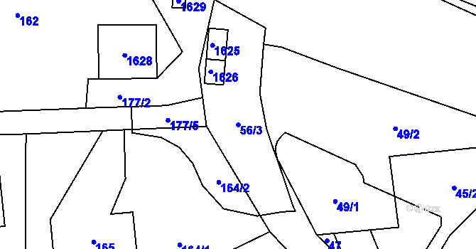 Parcela st. 56/3 v KÚ Loučky u Zátoru, Katastrální mapa