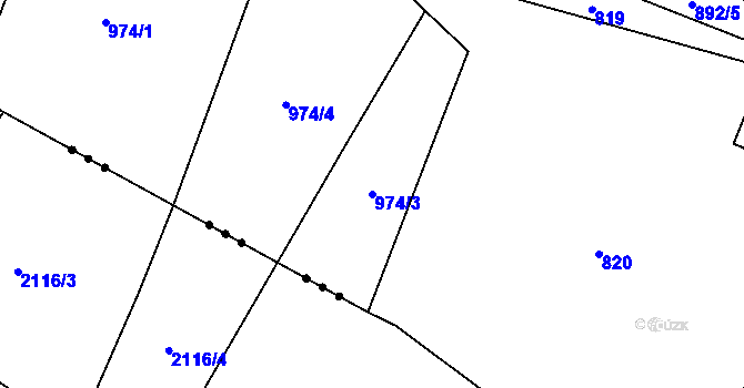 Parcela st. 974/3 v KÚ Loučky u Zátoru, Katastrální mapa