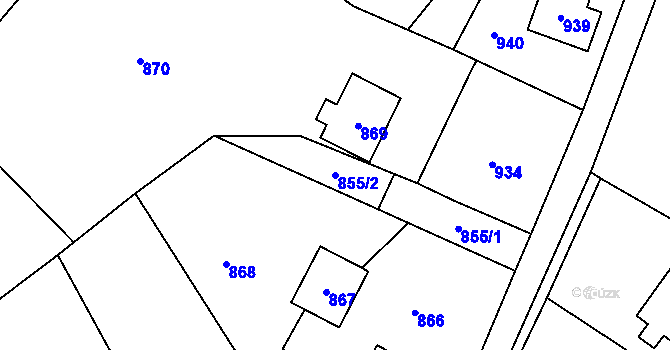 Parcela st. 855/2 v KÚ Loučky u Zátoru, Katastrální mapa