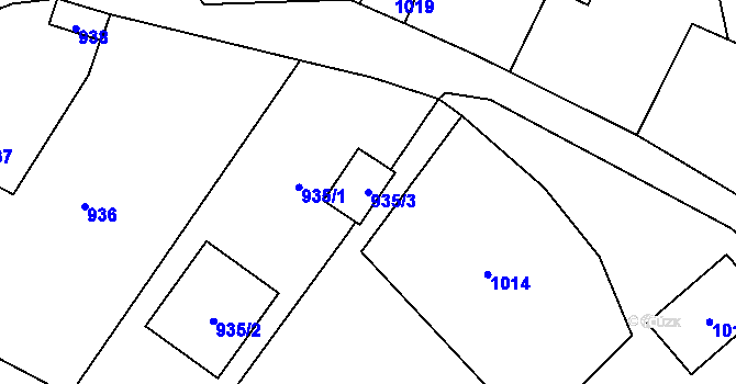 Parcela st. 935/3 v KÚ Loučky u Zátoru, Katastrální mapa