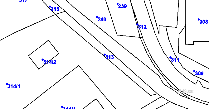 Parcela st. 313 v KÚ Zátor, Katastrální mapa