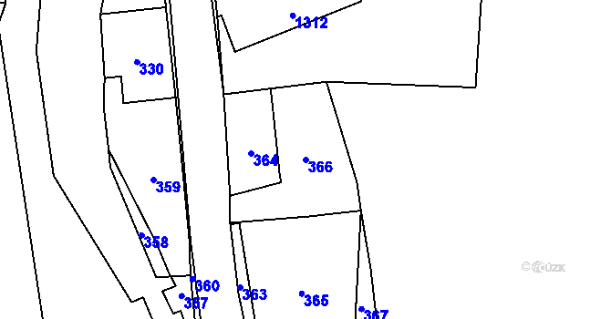Parcela st. 366 v KÚ Zátor, Katastrální mapa