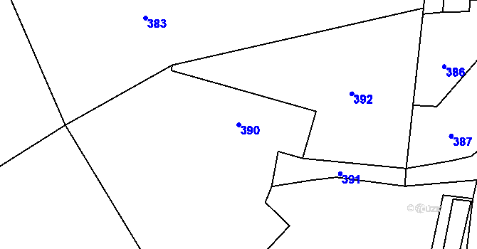 Parcela st. 390 v KÚ Zátor, Katastrální mapa