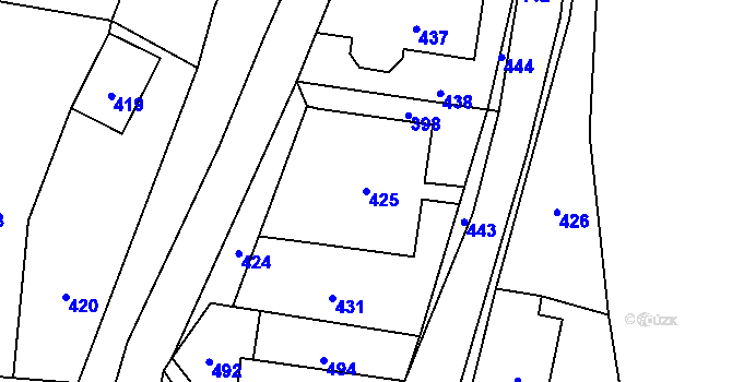 Parcela st. 425 v KÚ Zátor, Katastrální mapa