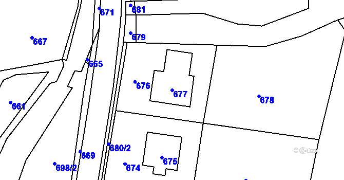 Parcela st. 677 v KÚ Zátor, Katastrální mapa