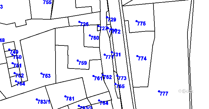 Parcela st. 771 v KÚ Zátor, Katastrální mapa
