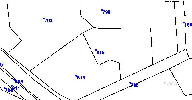 Parcela st. 816 v KÚ Zátor, Katastrální mapa