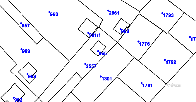 Parcela st. 965 v KÚ Zátor, Katastrální mapa