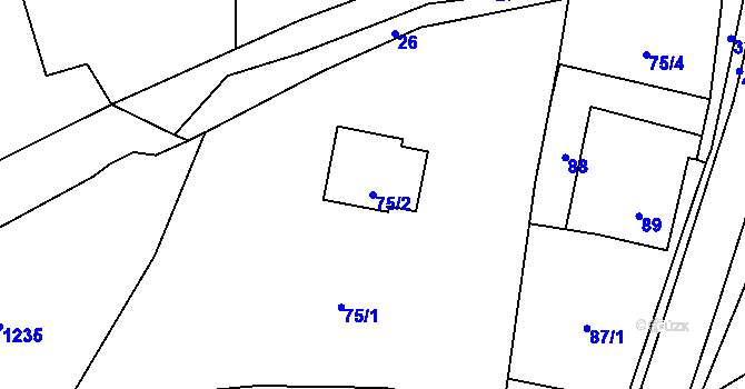 Parcela st. 75/2 v KÚ Zátor, Katastrální mapa