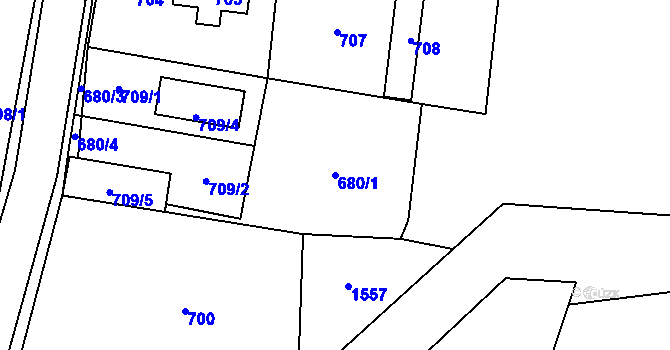 Parcela st. 680/1 v KÚ Zátor, Katastrální mapa