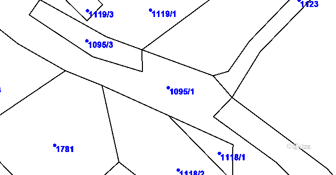 Parcela st. 1095/1 v KÚ Zátor, Katastrální mapa