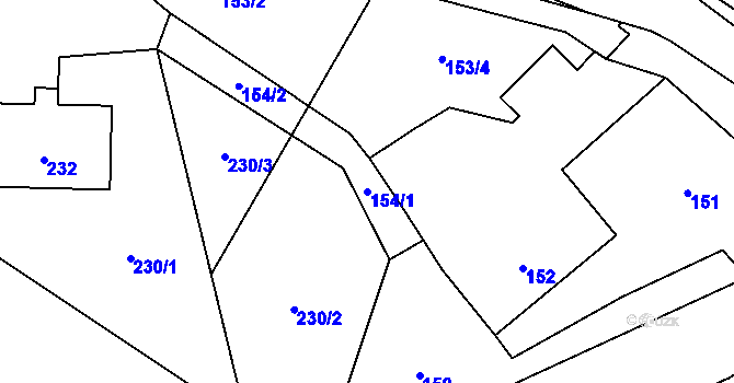Parcela st. 154/1 v KÚ Zátor, Katastrální mapa