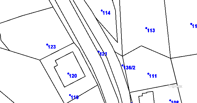 Parcela st. 121 v KÚ Zátor, Katastrální mapa