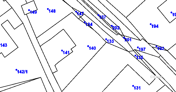 Parcela st. 140 v KÚ Zátor, Katastrální mapa