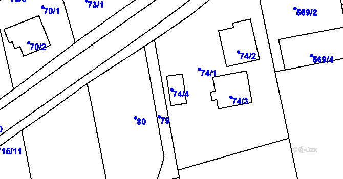 Parcela st. 74/4 v KÚ Závada u Hlučína, Katastrální mapa