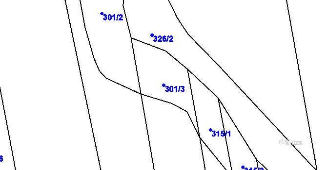 Parcela st. 301/3 v KÚ Závada u Hlučína, Katastrální mapa