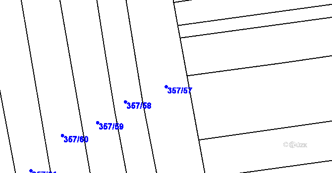 Parcela st. 357/57 v KÚ Závada u Hlučína, Katastrální mapa