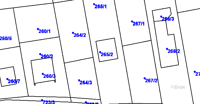 Parcela st. 265/2 v KÚ Závada u Hlučína, Katastrální mapa