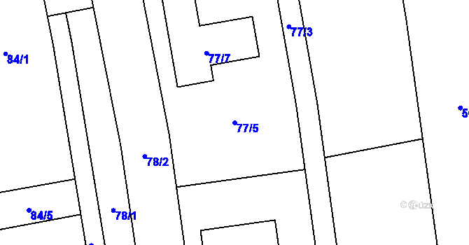 Parcela st. 77/5 v KÚ Závada u Hlučína, Katastrální mapa