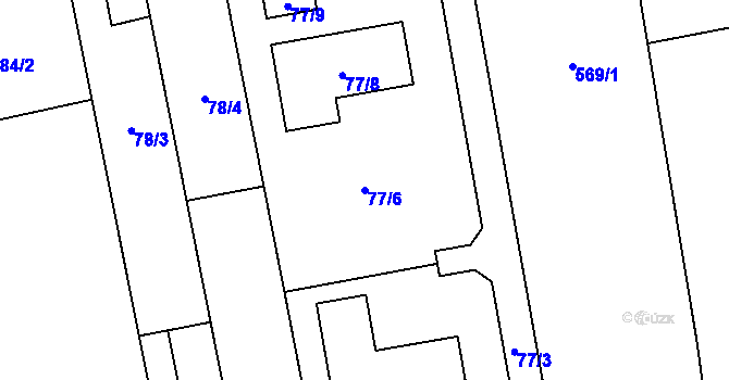 Parcela st. 77/6 v KÚ Závada u Hlučína, Katastrální mapa