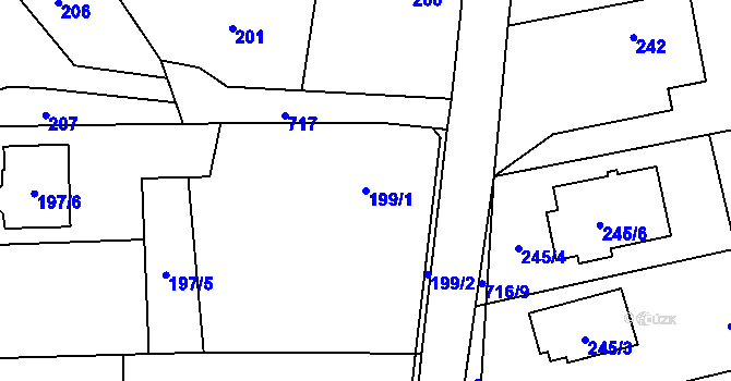 Parcela st. 199/1 v KÚ Závada u Hlučína, Katastrální mapa