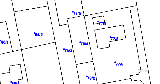 Parcela st. 78/4 v KÚ Závada u Hlučína, Katastrální mapa