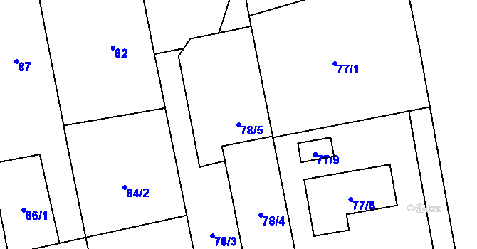 Parcela st. 78/5 v KÚ Závada u Hlučína, Katastrální mapa