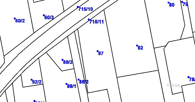 Parcela st. 87 v KÚ Závada u Hlučína, Katastrální mapa