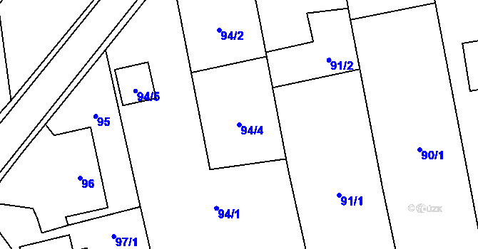 Parcela st. 94/4 v KÚ Závada u Hlučína, Katastrální mapa