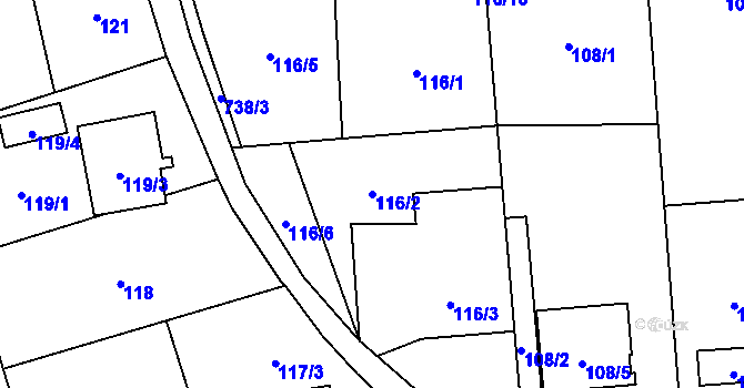 Parcela st. 116/2 v KÚ Závada u Hlučína, Katastrální mapa