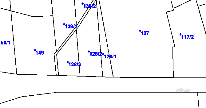 Parcela st. 128/1 v KÚ Závada u Hlučína, Katastrální mapa