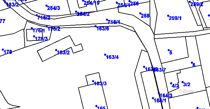 Parcela st. 163/4 v KÚ Závada u Hlučína, Katastrální mapa