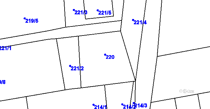 Parcela st. 220 v KÚ Závada u Hlučína, Katastrální mapa