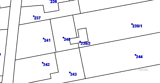 Parcela st. 239/2 v KÚ Závada u Hlučína, Katastrální mapa