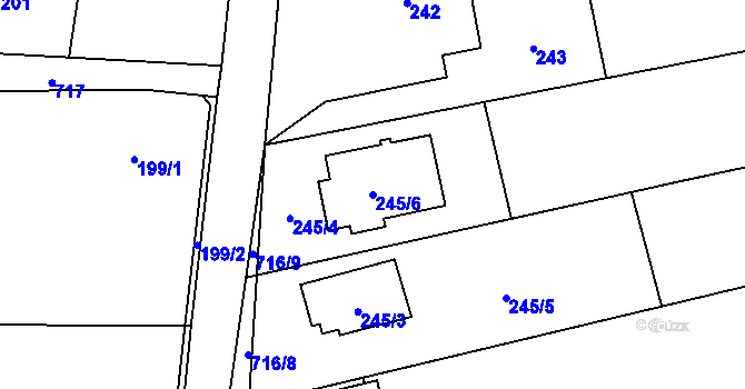 Parcela st. 245/6 v KÚ Závada u Hlučína, Katastrální mapa