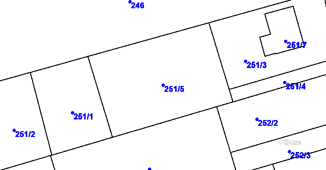 Parcela st. 251/5 v KÚ Závada u Hlučína, Katastrální mapa