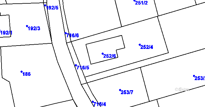 Parcela st. 252/6 v KÚ Závada u Hlučína, Katastrální mapa