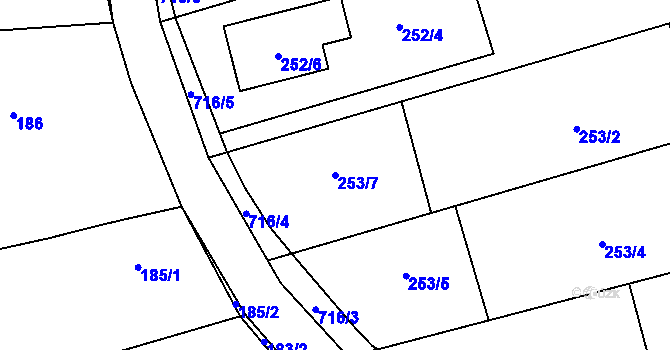 Parcela st. 253/7 v KÚ Závada u Hlučína, Katastrální mapa
