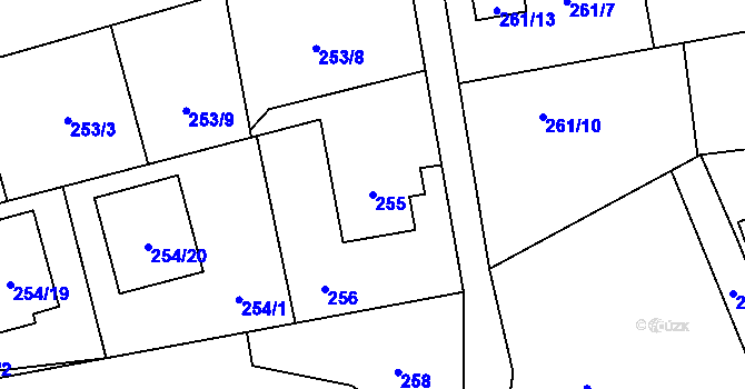 Parcela st. 255 v KÚ Závada u Hlučína, Katastrální mapa