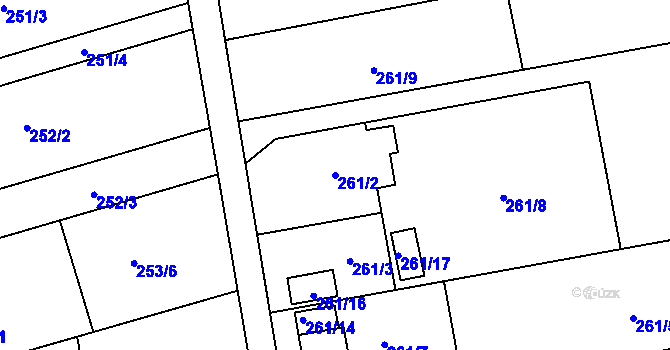 Parcela st. 261/2 v KÚ Závada u Hlučína, Katastrální mapa