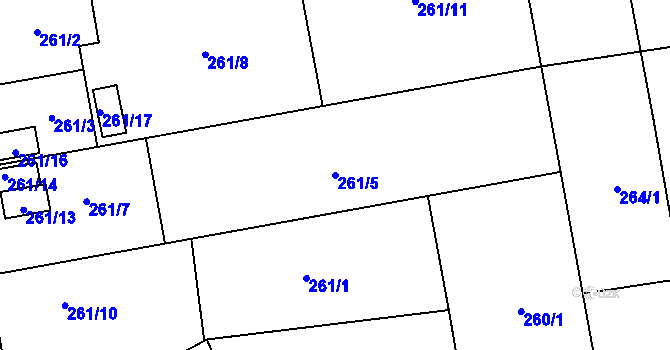 Parcela st. 261/5 v KÚ Závada u Hlučína, Katastrální mapa