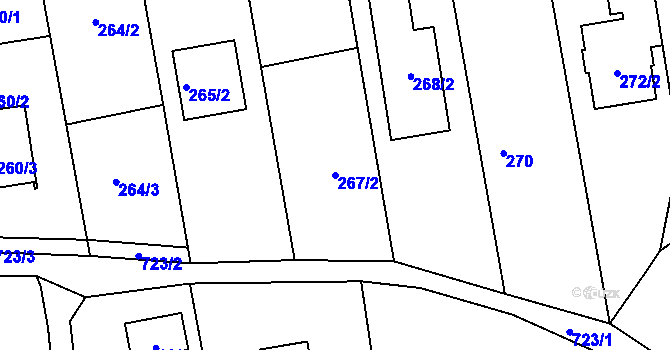 Parcela st. 267/2 v KÚ Závada u Hlučína, Katastrální mapa
