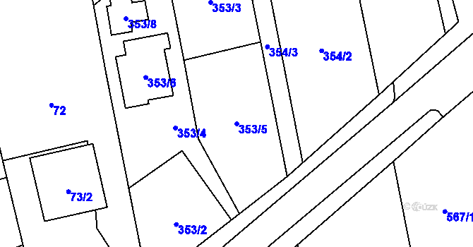 Parcela st. 353/5 v KÚ Závada u Hlučína, Katastrální mapa