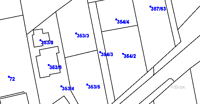 Parcela st. 354/3 v KÚ Závada u Hlučína, Katastrální mapa
