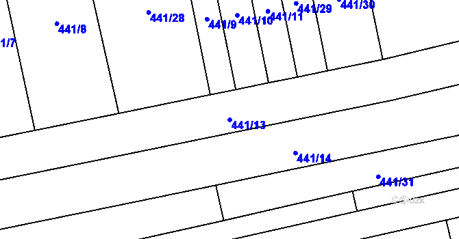 Parcela st. 441/13 v KÚ Závada u Hlučína, Katastrální mapa
