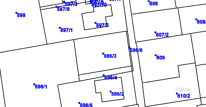 Parcela st. 596/3 v KÚ Závada u Hlučína, Katastrální mapa