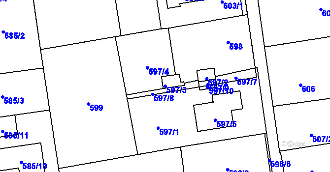 Parcela st. 597/3 v KÚ Závada u Hlučína, Katastrální mapa